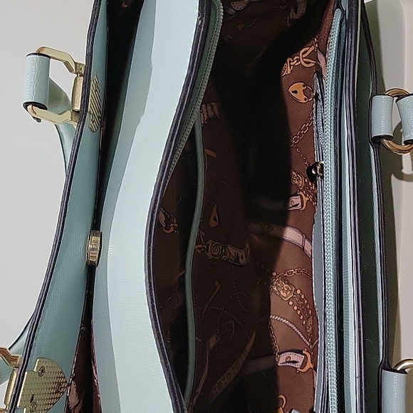 Large satchel bag shoulder bag light blue with light light green shade - Picture 13 of 14